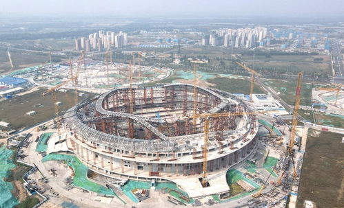 項目強省會 濟南黃河體育中心專業足球場項目屋蓋鋼結構桁架吊裝進展順利